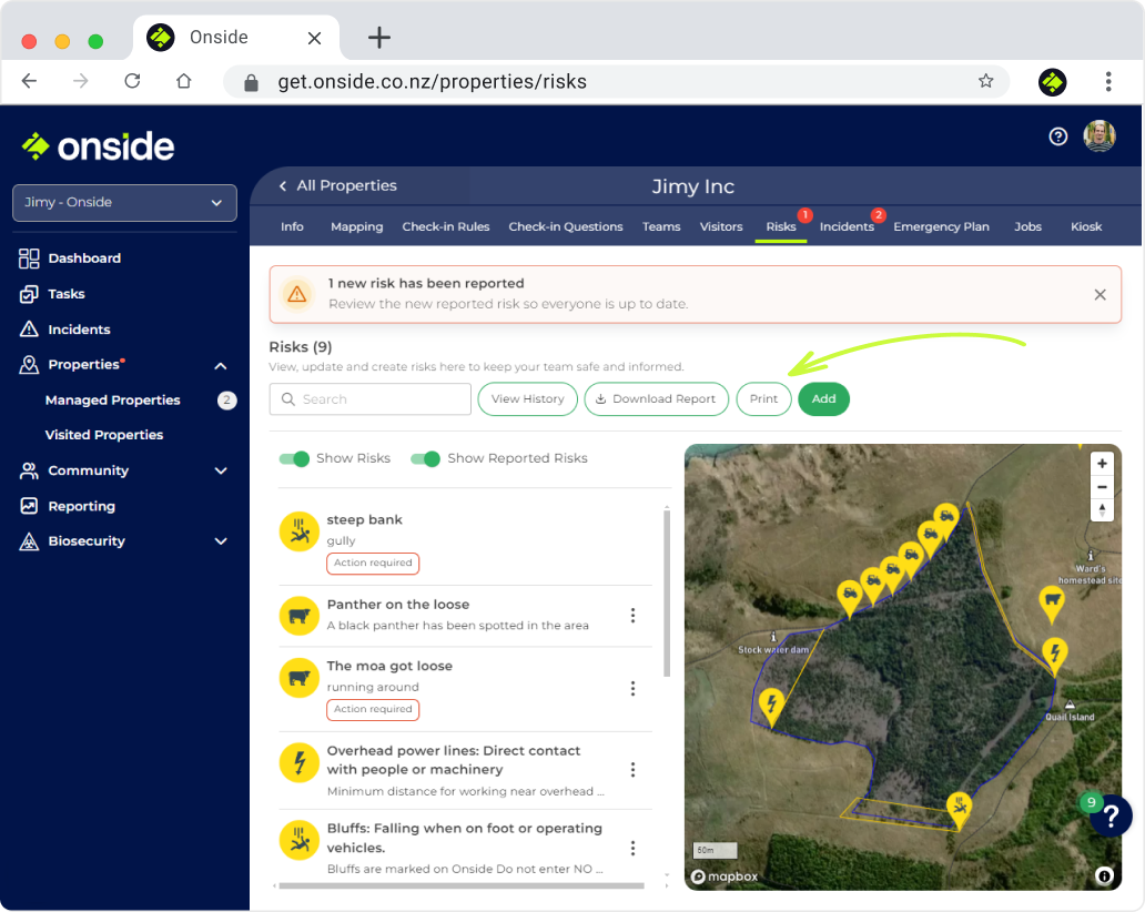 Can I print my risk map?
